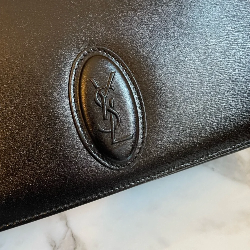 YSL SAINT LAURENT black leather crossbody purse NWT - Picture 5 of 14